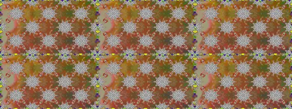 Raster Çiçek İllüstrasyonu 'nun şirin tekstili. Kahverengi ve gri renklerde etnik çiçeklerle kusursuz bir desen..