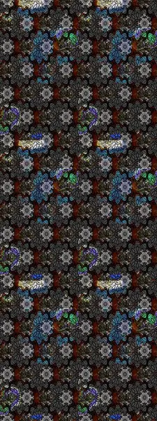 Raster illüstrasyonundaki çiçek desenli çizim. Siyah renkte çiçekler.