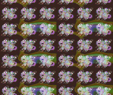 Yumuşak, bahar çiçekleri mor renklerde. Çiçekli karalama şeklinde Raster çiçek deseni. Raster illüstrasyonu.