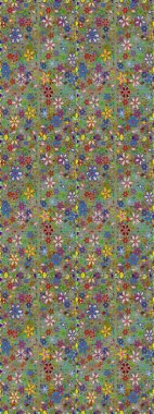 Raster illustration. Seamless floral pattern in folk style with flowers, leaves. Hand drawn.