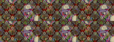 Şatafatlı bahar bahçesi dokusu. Gri renkli çiçek çizimi. Çiçek deseni. Raster illüstrasyonu. Gri renkli çiçekler.