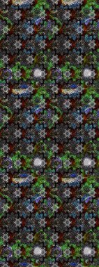 Gri üzerine gri. Retro tekstil tasarım koleksiyonu. 1950-1960 motifleri. El çizimi çiçek unsurları olan soyut çizim raster deseni. Çiçekli ipek eşarp..