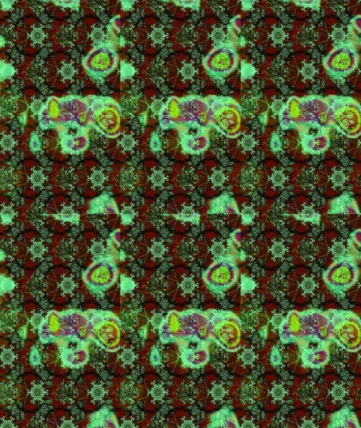 Düz Çiçek Elementleri Tasarımı. Raster Illustrasyon 'daki Çiçek Deseni' nin son moda çizimi. Yeşil renkli çiçekler. Renkli Yaz Teması çizim şablonu.