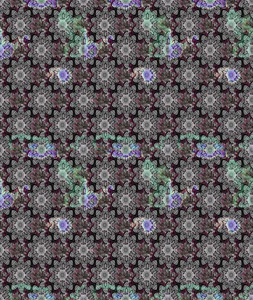 Renkli Bahar Teması eskiz kalıbı. Raster. Düz Çiçek Elementleri Tasarımı.