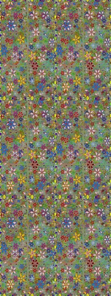 Raster illustration. Seamless floral pattern in folk style with flowers, leaves. Hand drawn.