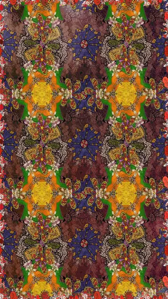 Süslü kumaş deseni. Çiçekli çiçek deseni, suluboya. Raster deseni.