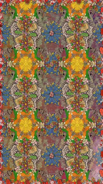 Kahverengi renkli çiçekler. Renkli Bahar Teması eskiz kalıbı. Güzel çiçek deseni. Düz Çiçek Elementleri Tasarımı.