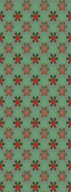 Çizim kalıbı. Çiçek duvar kağıdı. Renkli süs kenarı. Hint süsü. Raster illüstrasyonu. Yeşil ve gri renklerde.