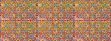 Çiçeksel elementlerle süslenmiş zarif raster dokusu. Kahverengi ve bej renklerde parlak çiçekli, soyut, pürüzsüz desen. Küçük çiçekte şirin bir çiçek deseni var..