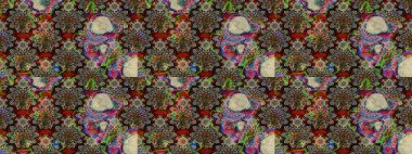 Şatafatlı bahar bahçesi dokusu. Gri renkli çiçek çizimi. Çiçek deseni. Raster illüstrasyonu. Gri renkli çiçekler.