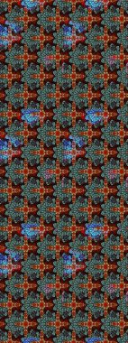 Yeşil renkli çiçekler. Asya tekstil tarzında. Çiçek desenli çizim. Raster illüstrasyonu. Renkli Bahar Teması eskiz kalıbı. Düz Çiçek Elementleri Tasarımı.