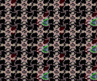 Siyah renklerde. Çiçek. Raster illüstrasyonu. Taslak dekoratif arka plan, çiçek mandala.