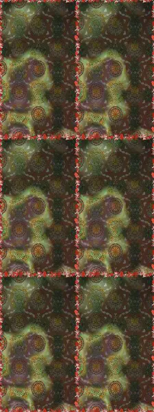 Suluboya elle çizilmiş çiçek desenli eskiz deseni. Parlak renkli fantezi çiçekleri, yapraklar, tomurcuklar kahverengi ve gri renklerde kahverengi ve gri.