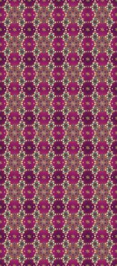 Raster oryantal süs. Altın şablonu çiz. Altın elementli mor, kahverengi ve gri renkteki çizim deseni.