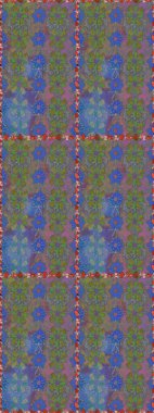 Düz Çiçek Elementleri Tasarımı. Renkli Bahar Temalı Kusursuz Arkaplan. Raster illüstrasyonunda kusursuz çiçek deseni. Süslü kumaş deseni.