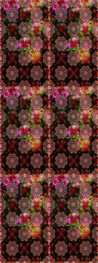 Düz Çiçek Elementleri Tasarımı. Siyah renkli çiçekler. Sevimli çiçek raster deseni. Renkli Bahar Teması Kusursuz Arkaplan.