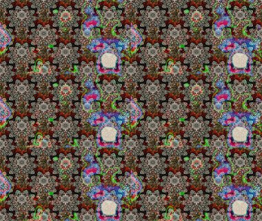 Raster Henna dövme stili. Tekstil, tebrik kartı, boyama kitabı, telefon kılıfı baskısı için kullanılabilir. Etnik Mandala süsü. Hint çiçekli desenli şal desenli..