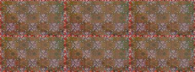 Çiçekli ipek eşarp. El çizimi çiçek unsurları olan soyut, dikişsiz raster deseni. 1950-1960 motifleri. Retro tekstil tasarım koleksiyonu. Kahverengi ve bej kahverengi ve bej.