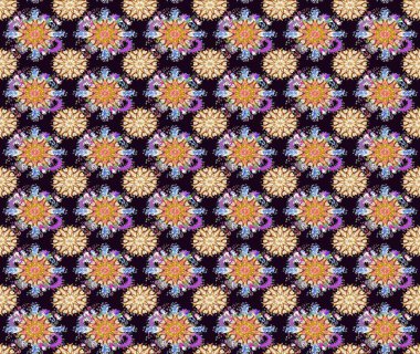 Siyah ve bej renkli çiçekler. Raster illüstrasyonunda kusursuz çiçek deseni.