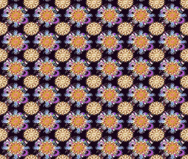 Siyah ve bej renkli çiçekler. Raster illüstrasyonunda kusursuz çiçek deseni.