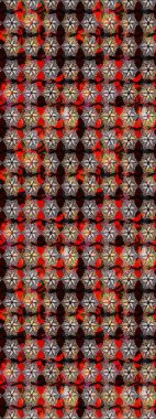 Kahverengi renklerde bahar çiçekleri. Çiçek ve yapraklı karalama şeklinde Raster çiçek deseni. Raster illüstrasyonu.