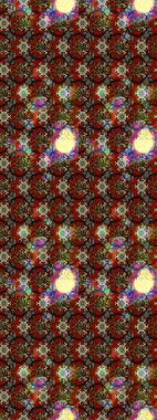 Renkli desenli eskiz deseni, kahverengi çiçekler ve dekoratif elementlerle. Eskiz geçmişi. Raster illüstrasyonu. Kumaş, tekstil, duvar kağıdı baskısı için. Antika retro tarzı.