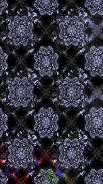 Siyah renkli siyah papatya deseni. Raster illüstrasyonu. Siyah renklerde.