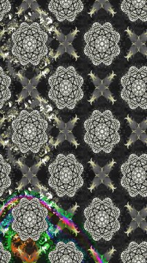 Raster illüstrasyonundaki çiçek desenli çizim. Gri renklerde. Güzel kumaş deseni. Raster illüstrasyonu.