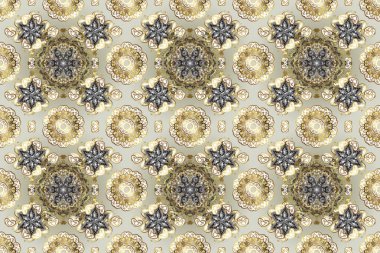 Raster Golden Mehndi kusursuz desen. Tarafsız, bej ve gri renklerde desen. Kına dövmeli süs çiçekleri, altın çıkartmalar, mehndi ve yoga tasarımı, kartlar ve parmak izleri..