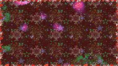 Soyut etnik raster kusursuz desen. Arkaplan dokusu, duvar kağıdı, kahverengi renkli çiçek teması. Kabile sanatı boho baskısı, klasik çiçek arkaplanı.