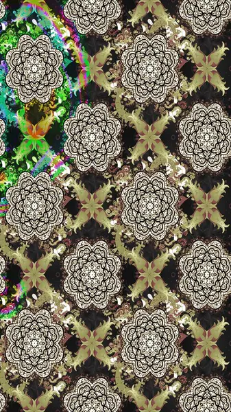 Sınır Kızılderili çiçekli paisley patten. Taslak süsleme izi. Etnik Mandala havlusu. Raster Henna tarzı. Tebrik kartı arkaplanı, boyama kitabı, arkaplan, tekstil için kullanılabilir.