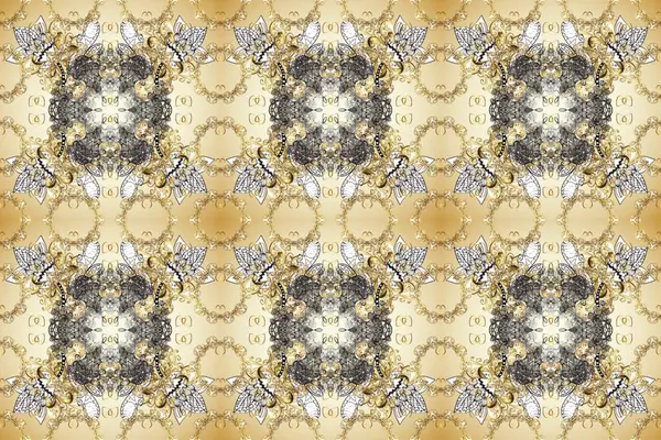 Bej, gri ve nötr renklerde geleneksel, klasik, altın, pürüzsüz desen. Barok tarzında kusursuz bir doğulu süsü..