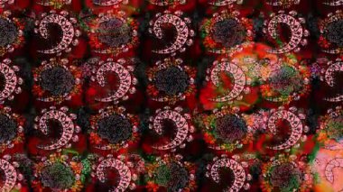 Renkli unsurlarla hareketli arka plan görüntüleri. Çiçekler. Eski model. Bayrak tarzı. Video kaydı. Şablon. Döngü. Kusursuz.. 