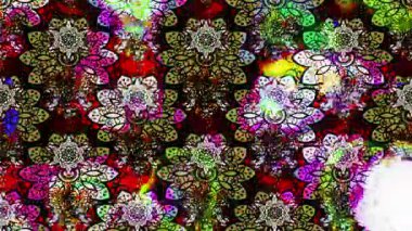 Renkli unsurlarla hareketli arka plan görüntüleri. Çiçekler. Eski model. Bayrak tarzı. Video kaydı. Şablon. Döngü. Kusursuz.. 