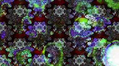 Renkli unsurlarla hareketli arka plan görüntüleri. Çiçekler. Eski model. Bayrak tarzı. Video kaydı. Şablon. Döngü. Kusursuz.. 