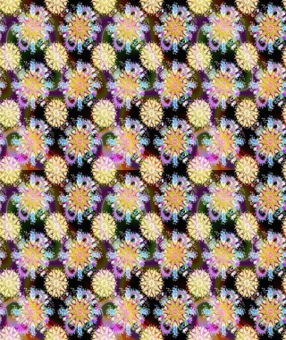 Renkli Bahar Temalı Kusursuz Arkaplan. Sevimli çiçek raster deseni. Düz Çiçek Elementleri Tasarımı. Çiçekler bej ve nötr renklerde.