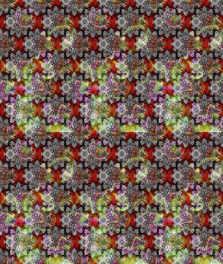 Parmak izi, kumaş, duvar kâğıdı, tekstil için raster dokusu. Nakış desenli çiçek deseni. Renkli grunge soyut arkaplanı Cologray çiçekleriyle zenginleştirir.