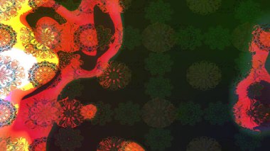 Düz Çiçek Elementleri Tasarımı. Renkli Bahar Teması eskiz kalıbı. Raster..