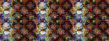 Raster illüstrasyonundaki çiçek desenli çizim. Renkli Bahar Teması eskiz kalıbı. Düz Çiçek Elementleri Tasarımı. Kahverengi renkte çiçekler.