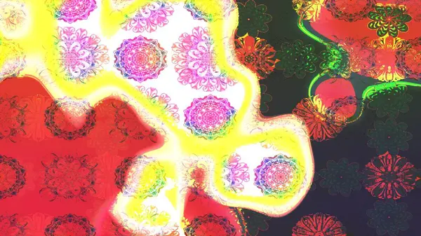 Çiçekler. Vadinin pembe renkli çiçekleri. Soyut etnik raster çizim kalıbı.