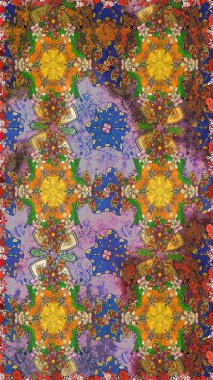 Suluboya çizim kalıbı. Çiçekler suluboya tarzında kahverengi renkte. Çiçek izi.