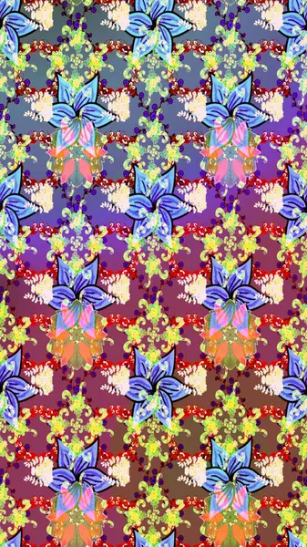 Tarafsız renklerde bahar çiçekleri. Yaprak ve çiçeklerin suluboya resimleri, tarafsız renklerde çizimler. Raster illüstrasyonu.