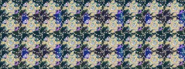 Raster illüstrasyonundaki çiçek desenli çizim. Mavi renkte çiçekler.