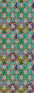 Çiçekli el, pürüzsüz desen çizmiş. Modern gelişim yeşil raster arka plan duvar kâğıdı illüstrasyon klasik çizgili iz sürme desenli çiçekler, çiçekli süsler.