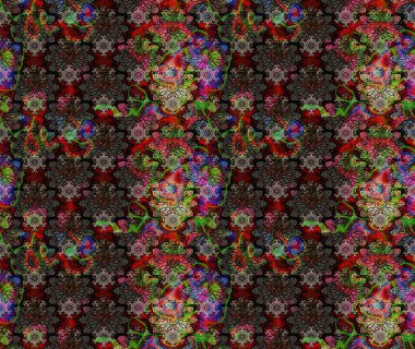 Klasik çiçek tasarımı elementleri. Raster illüstrasyonu. Siyah kıvırcık çiçekler siyah renklerde şekillenir.