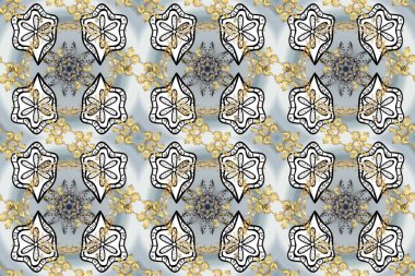 Klasik klasik klasik arka plan. Altın desenli gri, beyaz ve bej renklerde altın elementler. Kusursuz klasik raster altın desenli. Geleneksel oryantasyon süsü.