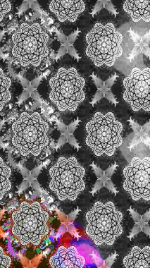 Çiçek deseni. Raster illüstrasyonu. Chichi 'nin kumaş kalıbını çiz. Renkli Bahar Teması eskiz kalıbı. Düz Çiçek Elementleri Tasarımı.