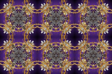 Oriental raster klasik menekşe, gri, kahverengi ve altın desenli. Raster illüstrasyonu. Kusursuz soyut arkaplan.