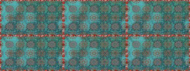 Çiçekli, suluboya desenli kusursuz çiçek deseni. Mavi ve yeşil renkte çiçekler. Renkli Bahar Temalı, dikdörtgen desenli arka plan. Düz Çiçek Elementleri Tasarım Raster illüstrasyonu.