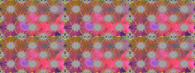 Renkli Bahar Temalı Kusursuz Arkaplan. Düz Çiçek Elementleri Tasarımı. Pembe renkli çiçekler. Raster illüstrasyonunda kusursuz çiçek deseni.